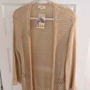 Ee:Some NWT Crochet Cover-up with Tassels, Side Slits and Bell Sleeves